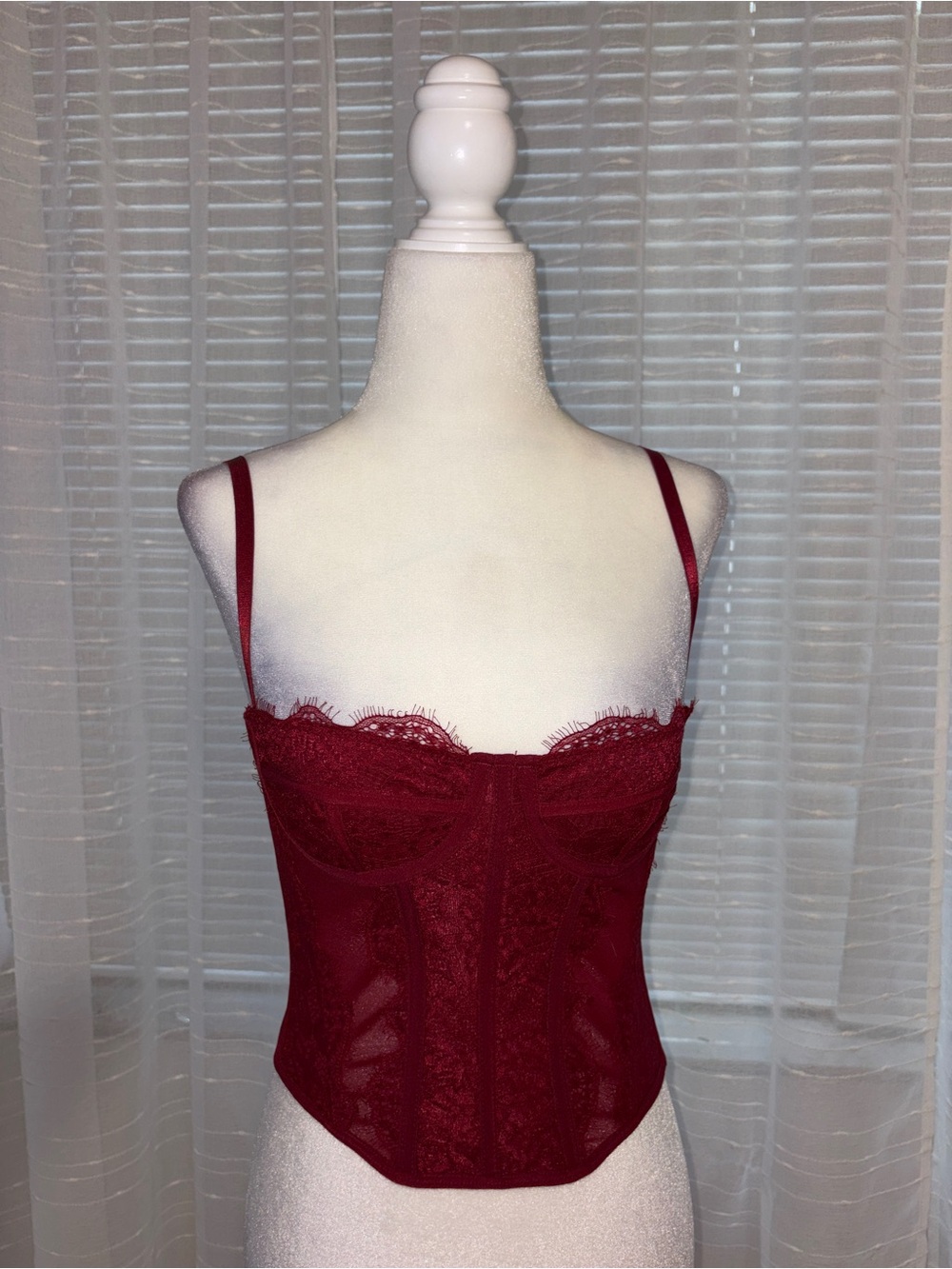 Amazon Women's Wine Lace Bustier with Adjustable Straps